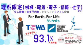 ＜理系限定＞クボタグループ、日研トータルソーシングなど一流企業と出会える就活準備イベント@大阪