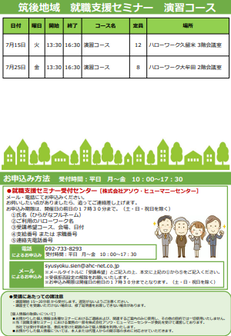 【福岡労働局主催】就職支援セミナー 筑後地域