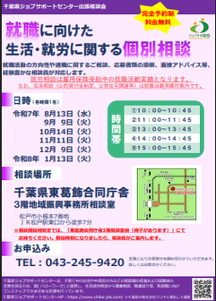就職するまでの生活・就労に関する個別相談