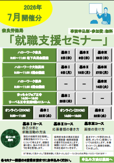 就職支援セミナー　奈良労働局