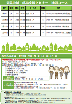 【福岡労働局主催】就職支援セミナー　福岡地域