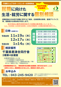 就職するまでの生活・就労に関する個別相談