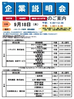 ミニ企業説明会 岐阜労働局