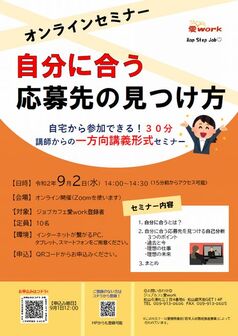 自分に合う応募先の見つけ方　ジョブカフェ愛work