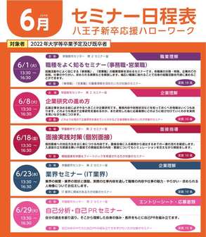 就職支援セミナー 八王子新卒応援ハローワーク
