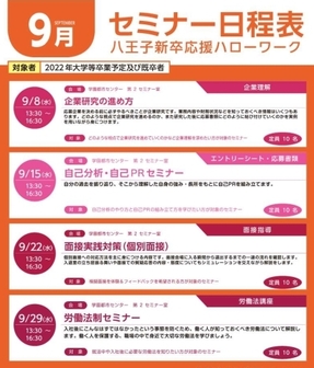 就職支援セミナー 八王子新卒応援ハローワーク