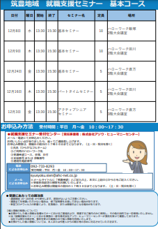 【福岡労働局主催】就職支援セミナー 筑豊地域
